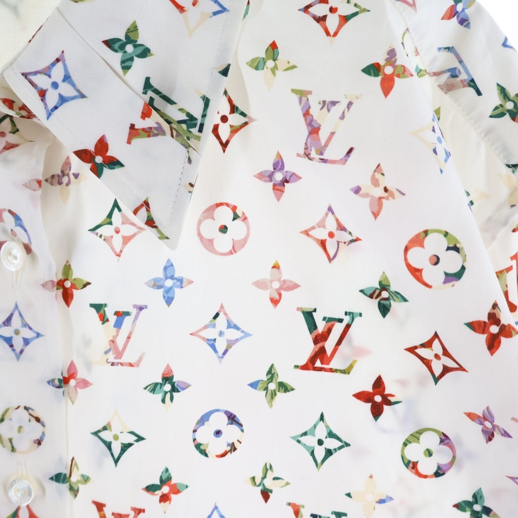 LOUIS VUITTON(ルイヴィトン) 22AW モノグラム総柄プリント フラワー柄スカーフ 長袖シャツ ホワイト/レッド レディース RW222B SS0 FNTO89