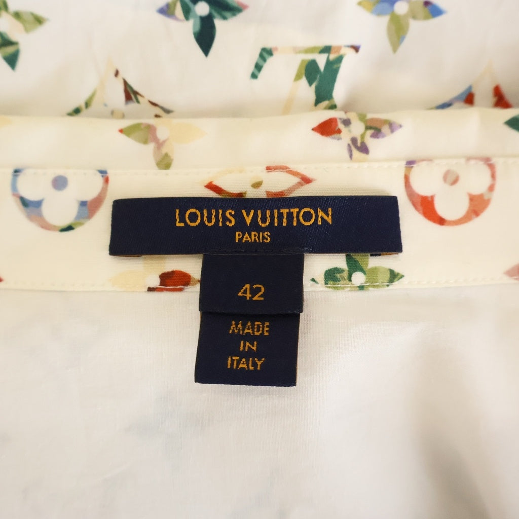 LOUIS VUITTON(ルイヴィトン) 22AW モノグラム総柄プリント フラワー柄スカーフ 長袖シャツ ホワイト/レッド レディース RW222B SS0 FNTO89