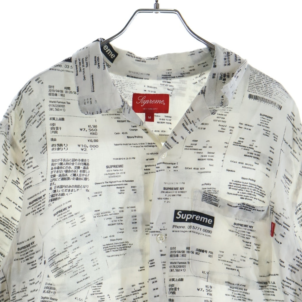 SUPREME(シュプリーム) 20AW Receipts Rayon S/S Shirt レシート総柄プリント レーヨン 半袖シャツ ホワイト