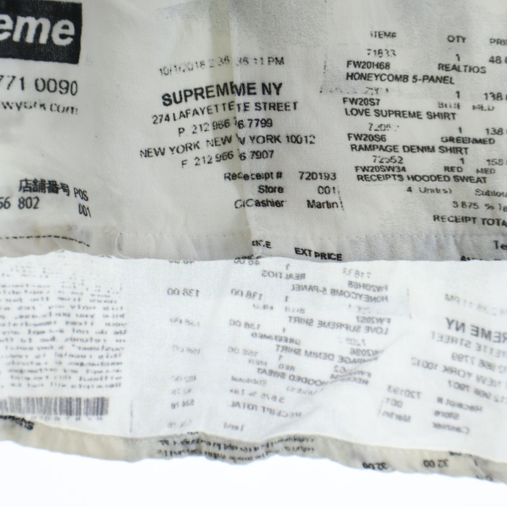 SUPREME(シュプリーム) 20AW Receipts Rayon S/S Shirt レシート総柄プリント レーヨン 半袖シャツ ホワイト