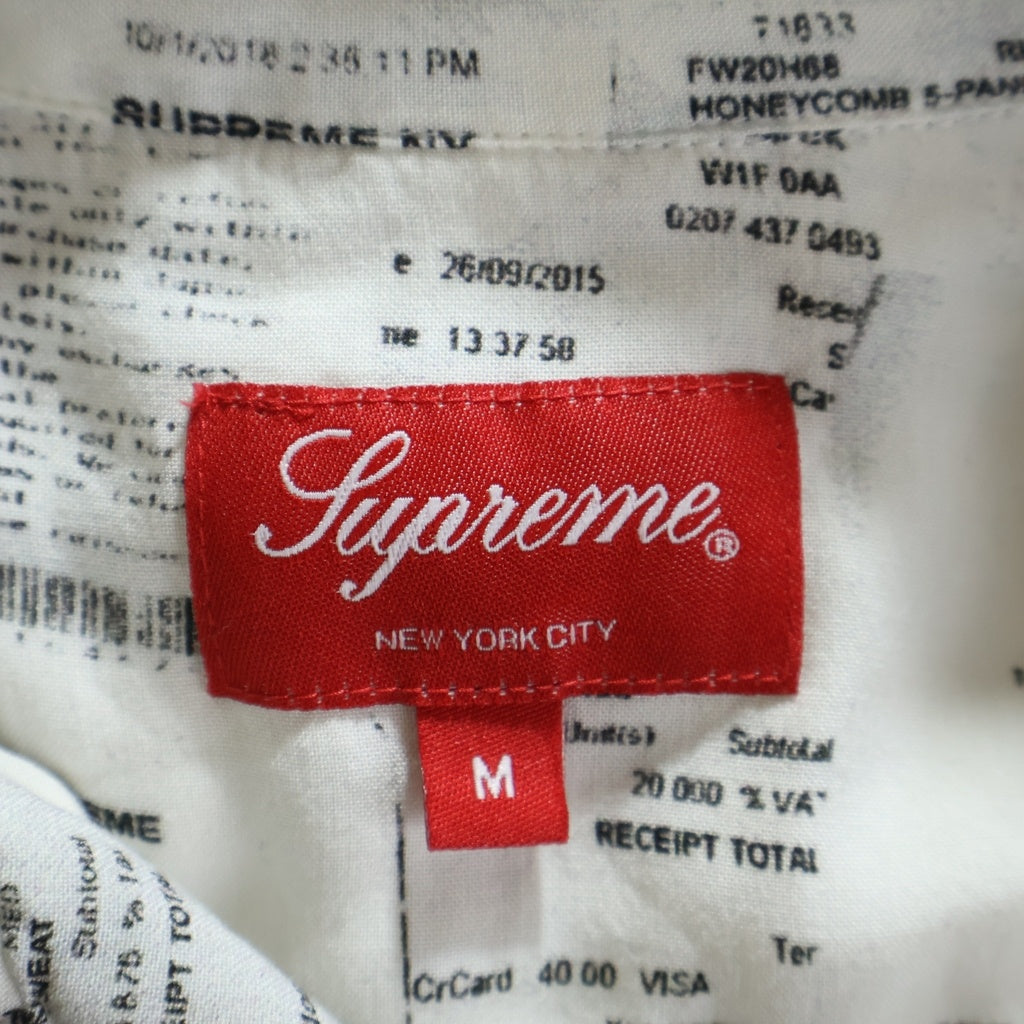 SUPREME(シュプリーム) 20AW Receipts Rayon S/S Shirt レシート総柄プリント レーヨン 半袖シャツ ホワイト