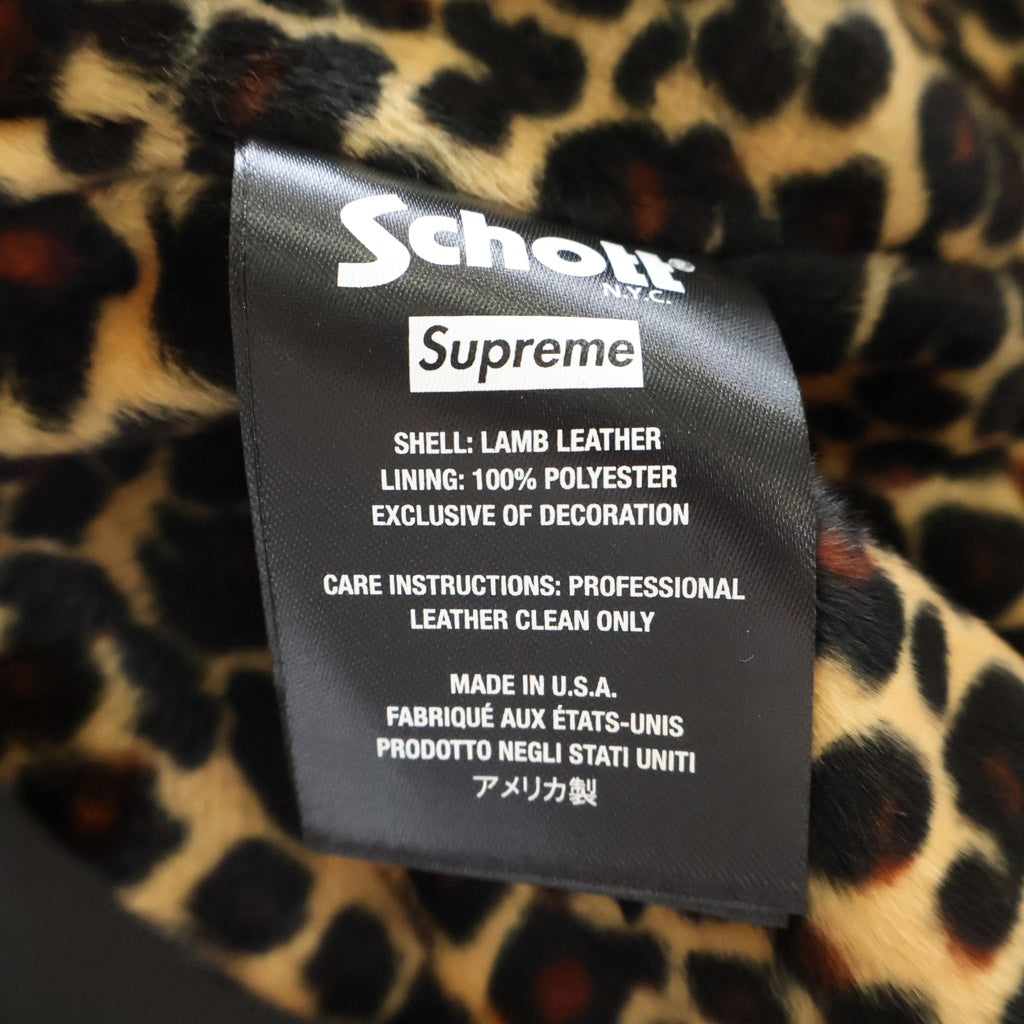 SUPREME(シュプリーム) 25SS ×schott Leather Car Coat ショット レオパード裏地カーコートレザージャケット ブラック
