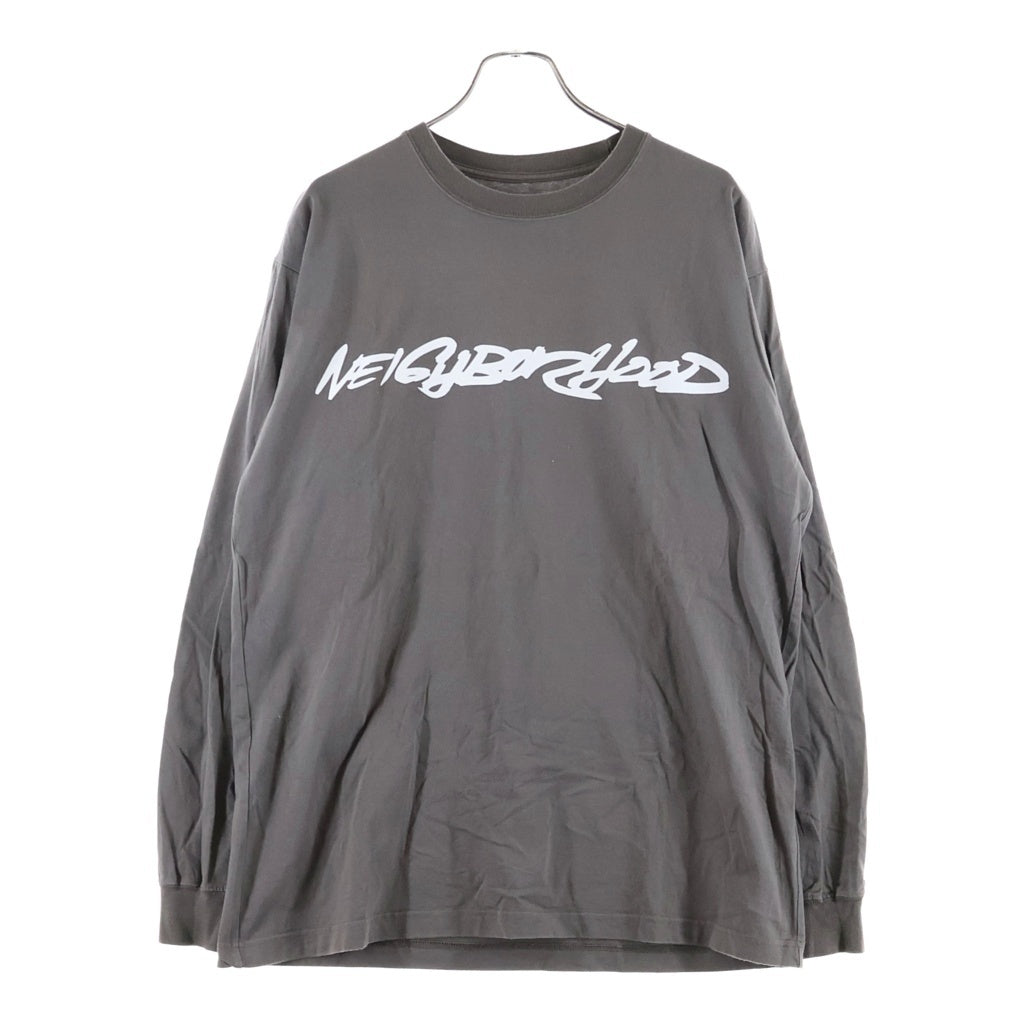 NEIGHBORHOOD(ネイバーフッド) 21AW ×FUTURA LABORATORIES フューチュララボラトリーズ クルーネック長袖Tシャツカットソー チャコールグレー