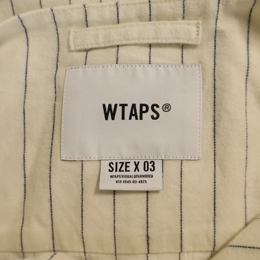 WTAPS(ダブルタップス) 22AW WT ストライプ ベースボール長袖シャツ ホワイト 222TQDT-SHM01