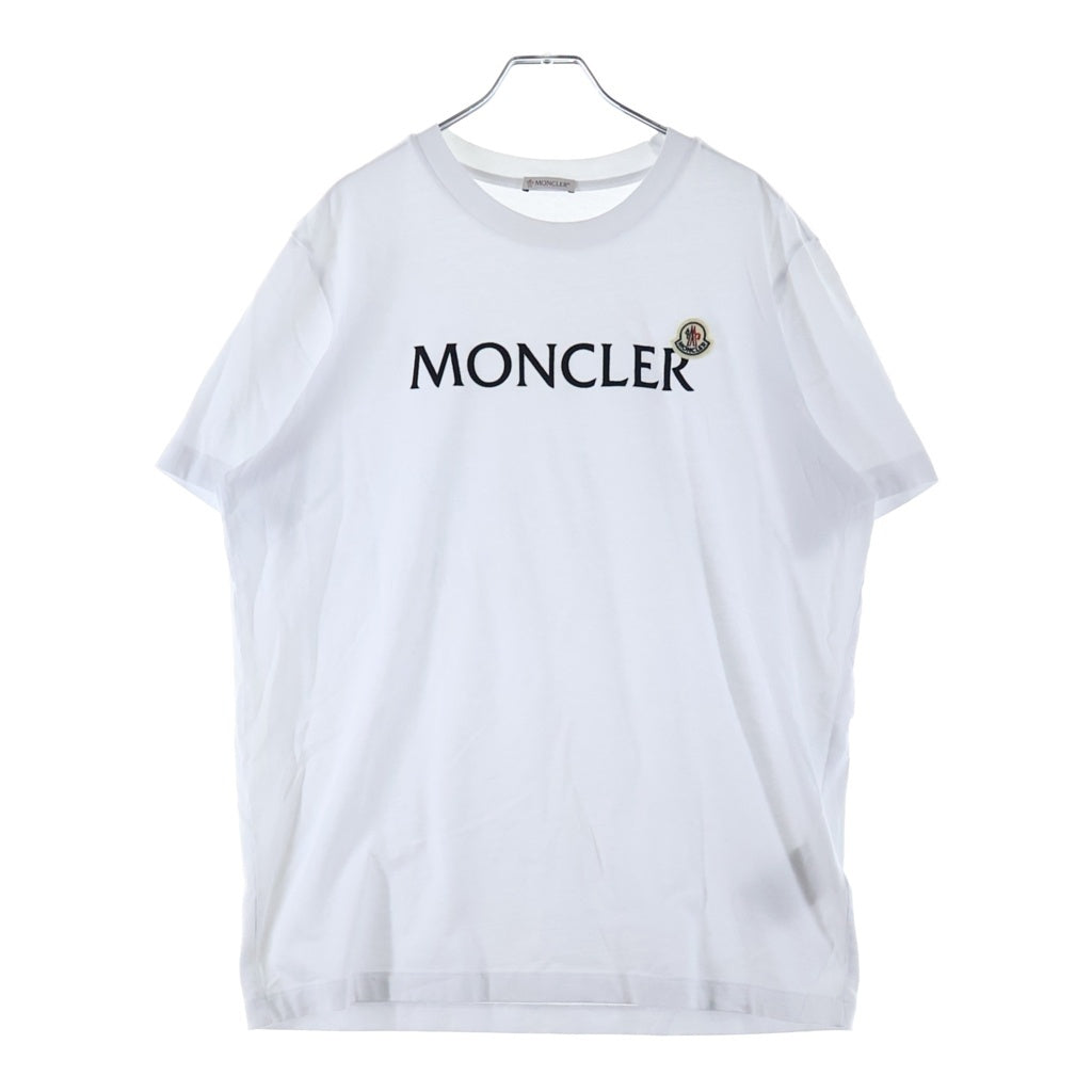 MONCLER(モンクレール) 23AW フロッキーロゴプリント クルーネック半袖Tシャツ カットソー ホワイト I20918C00047