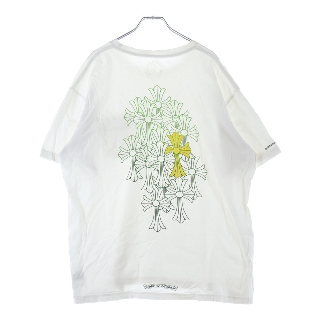 CHROME HEARTS(クロムハーツ) Back Cemetery CH S/S バックセメタリークロス プリント クルーネック 半袖Tシャツ カットソー ホワイト/グリーン