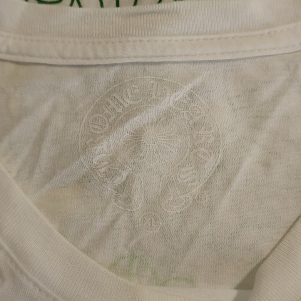 CHROME HEARTS(クロムハーツ) Back Cemetery CH S/S バックセメタリークロス プリント クルーネック 半袖Tシャツ カットソー ホワイト/グリーン