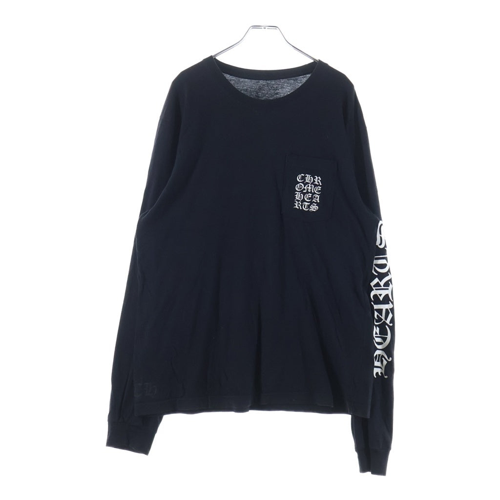 CHROME HEARTS(クロムハーツ) バーティカル プリント ポケット付き 長袖Tシャツ カットソー ブラック