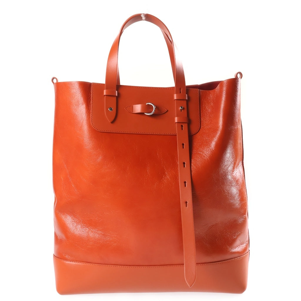 Maison Margiela(メゾンマルジェラ) 26SS バーティカルショッピングバッグ レザー 2WAY ショルダーバッグ トートバッグ ハンドバッグ オレンジ SB1WC0024 レディース