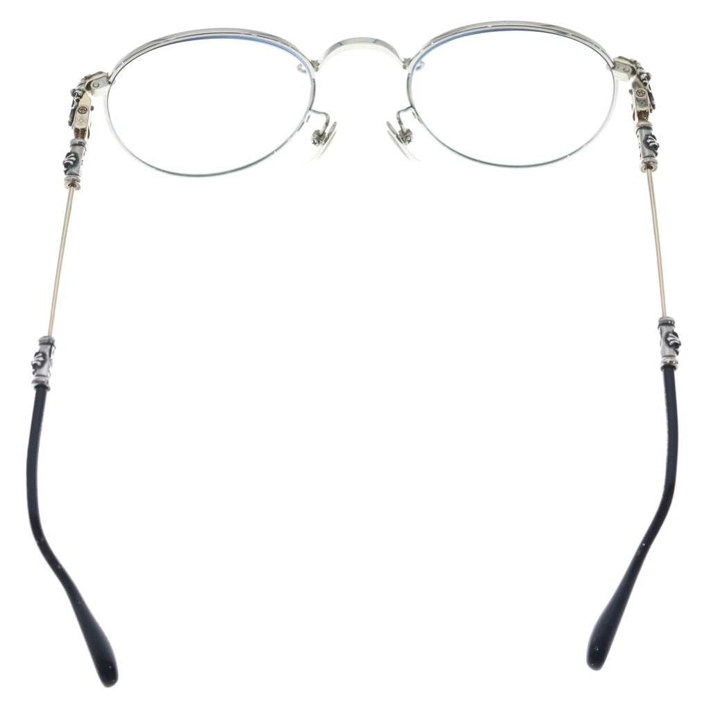 CHROME HEARTS(クロムハーツ) BUBBA-A クロステンプル メタルフレーム ラウンド サングラス アイウェア メガネ 眼鏡 シルバー/ブラック