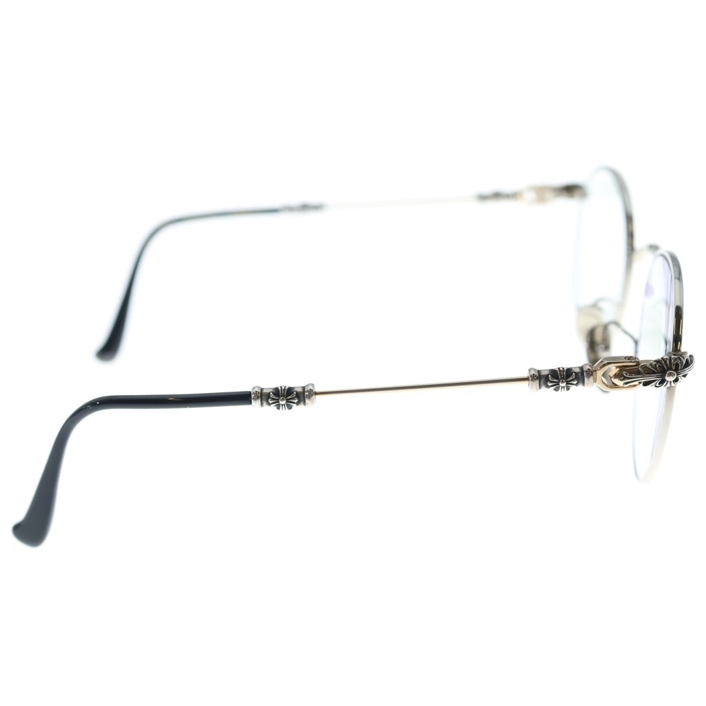 CHROME HEARTS(クロムハーツ) BUBBA-A クロステンプル メタルフレーム ラウンド サングラス アイウェア メガネ 眼鏡 シルバー/ブラック
