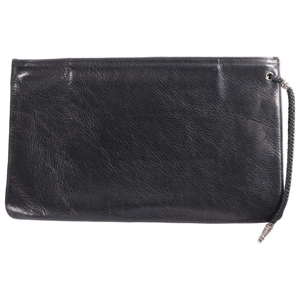 CHROME HEARTS(クロムハーツ) FLAT MED PLAIN プレーン クラッチバッグ スクロール レザーブレード ブラック