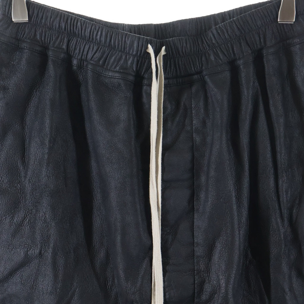 Rick Owens(リックオウエンス) RICK'S PODS SHORTS リックズ ポッズ レザー サルエル ショートパンツ ハーフパンツ ショーツ ブラック RU01E5384-LBA
