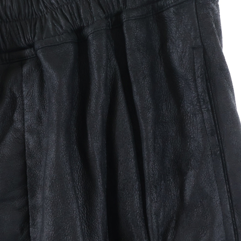 Rick Owens(リックオウエンス) RICK'S PODS SHORTS リックズ ポッズ レザー サルエル ショートパンツ ハーフパンツ ショーツ ブラック RU01E5384-LBA