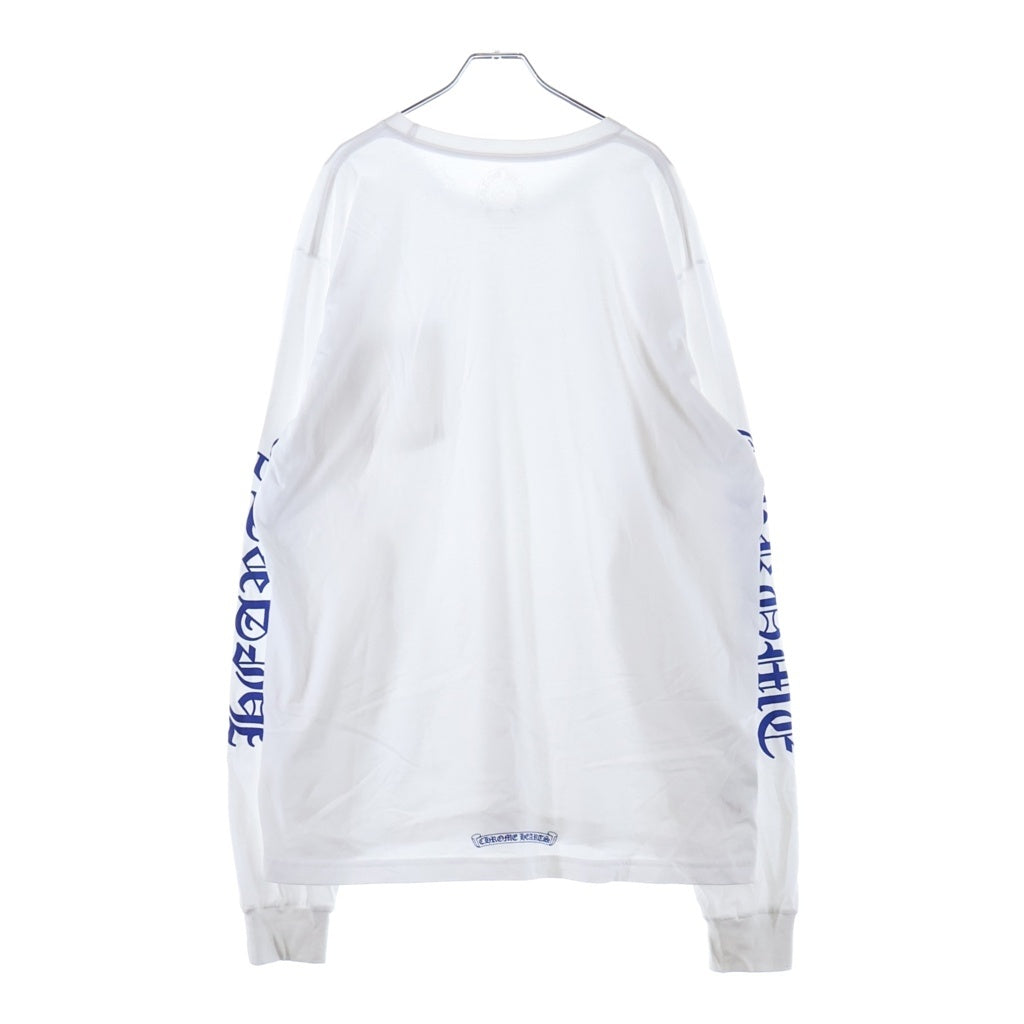 CHROME HEARTS(クロムハーツ) CH LS 1 ネックロゴ アームプリントクルーネック 長袖Tシャツ カットソー ホワイト/ブルー