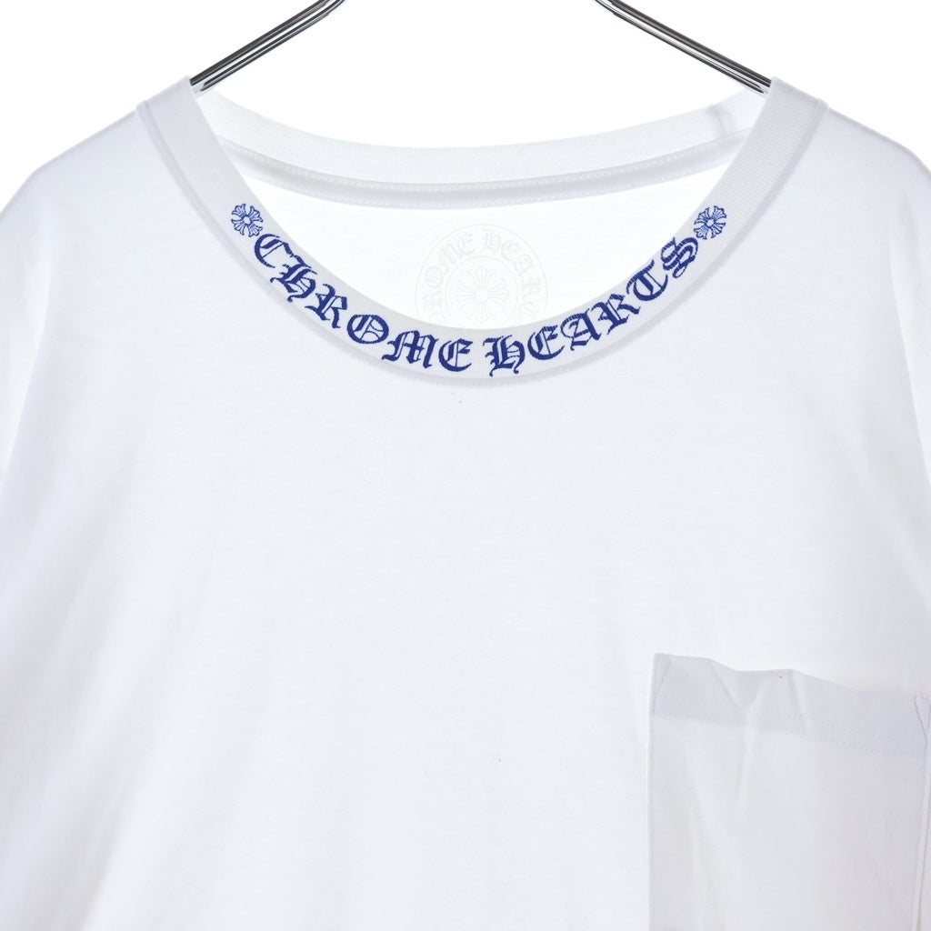 CHROME HEARTS(クロムハーツ) CH LS 1 ネックロゴ アームプリントクルーネック 長袖Tシャツ カットソー ホワイト/ブルー