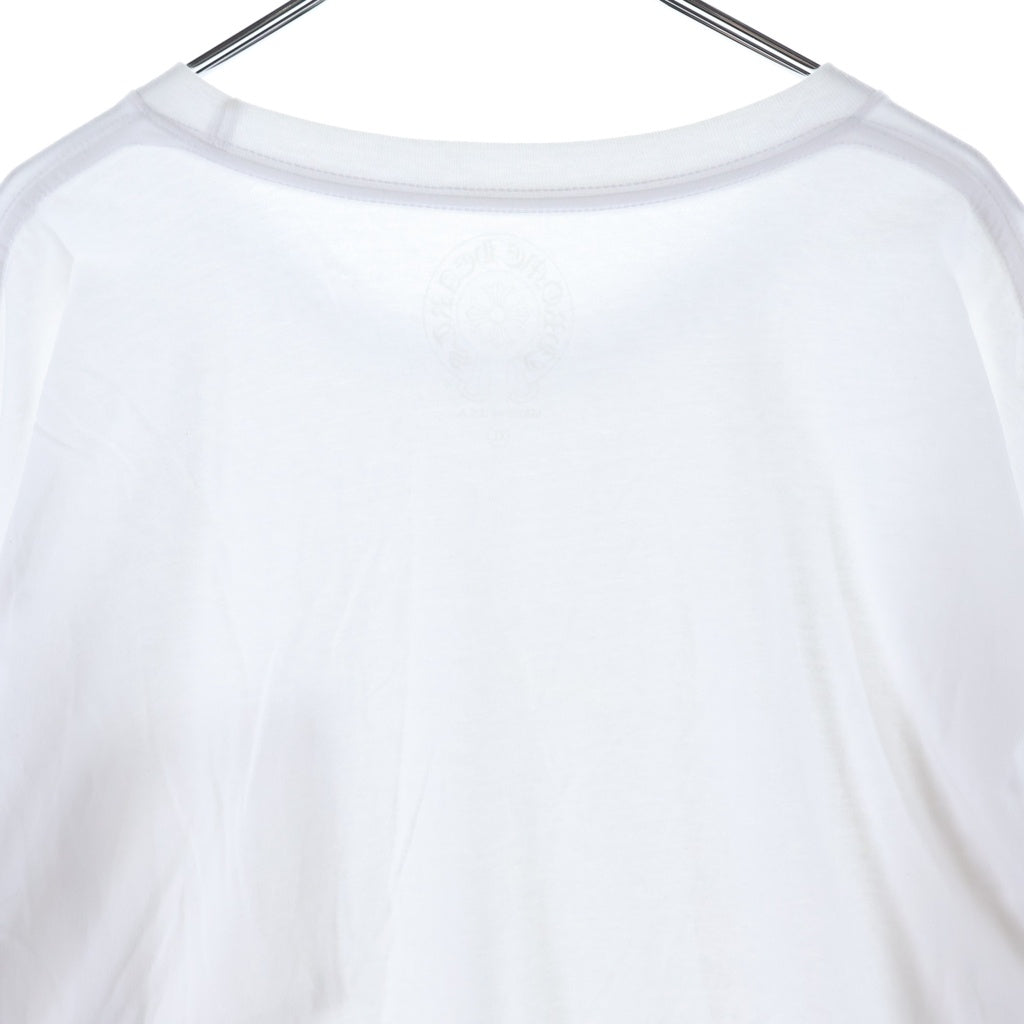 CHROME HEARTS(クロムハーツ) CH LS 1 ネックロゴ アームプリントクルーネック 長袖Tシャツ カットソー ホワイト/ブルー