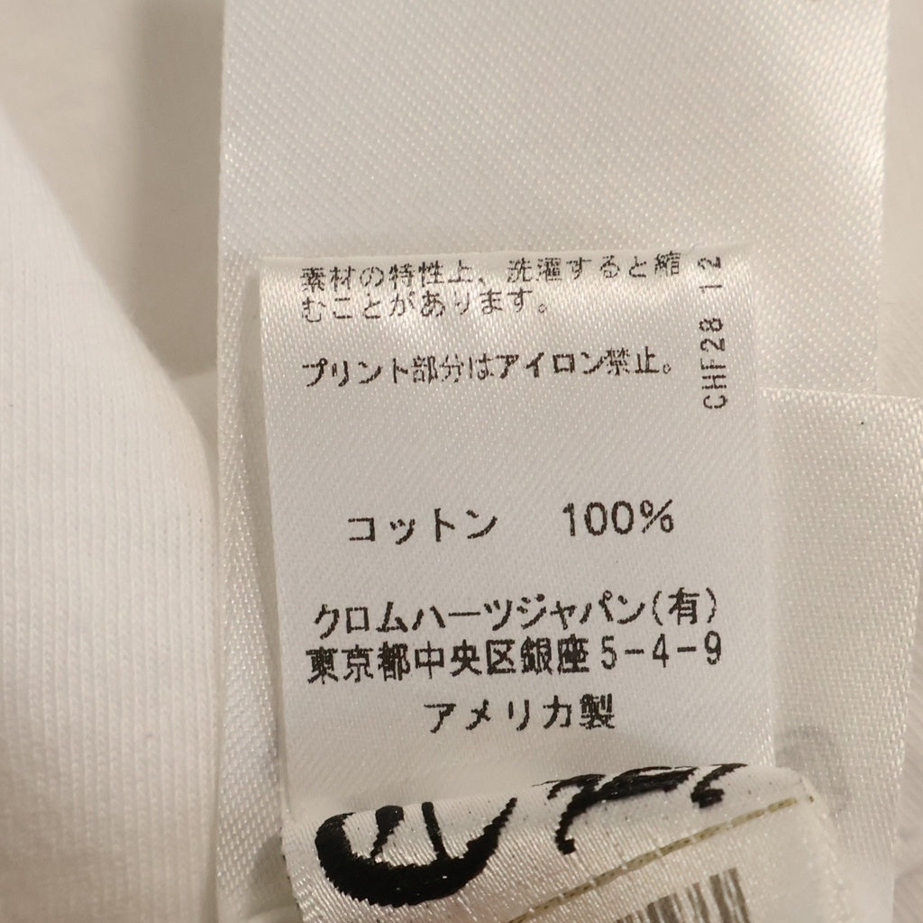 CHROME HEARTS(クロムハーツ) CH LS 1 ネックロゴ アームプリントクルーネック 長袖Tシャツ カットソー ホワイト/ブルー