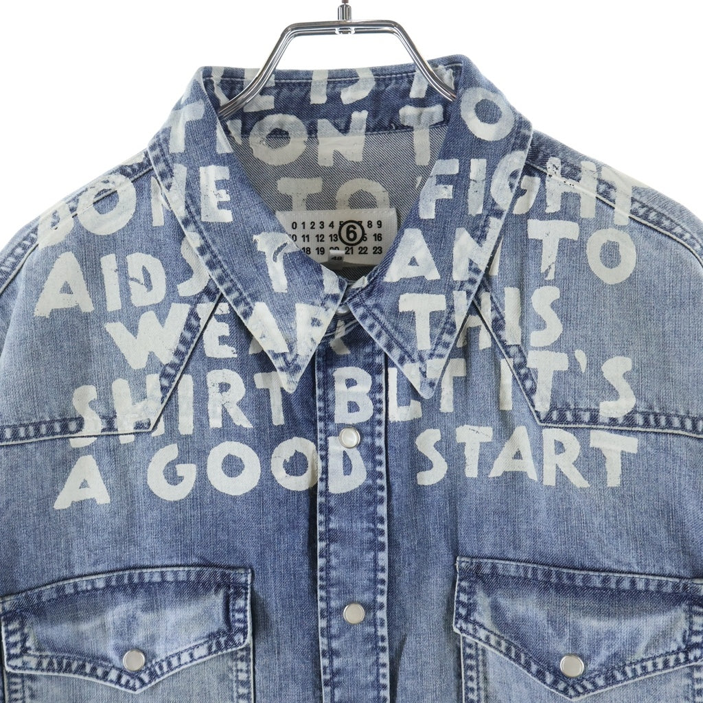 MM6 Maison Margiela(エムエムシックスメゾンマルジェラ) 25SS DENIM SIDA SHIRT ロングスリーブ HIV 長袖シャツ インディゴ SH2DT0018-M30029