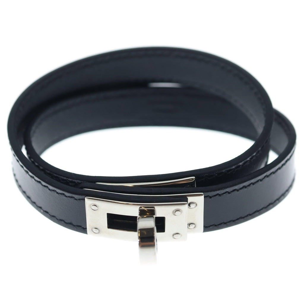HERMES(エルメス) ミニケリー ドゥブルトゥール ブレスレット ブラック W刻印 シルバー金具 レディース