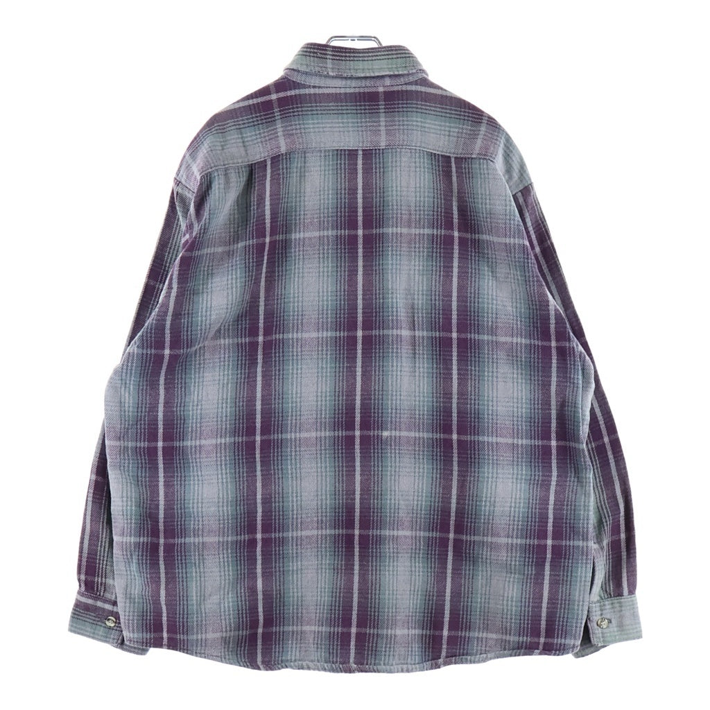 FIVE BROTHERS(ファイブブラザー) 90S VINTAGE ヴィンテージ USA製 コットンヘビネル チェック 長袖シャツ パープル/グリーン