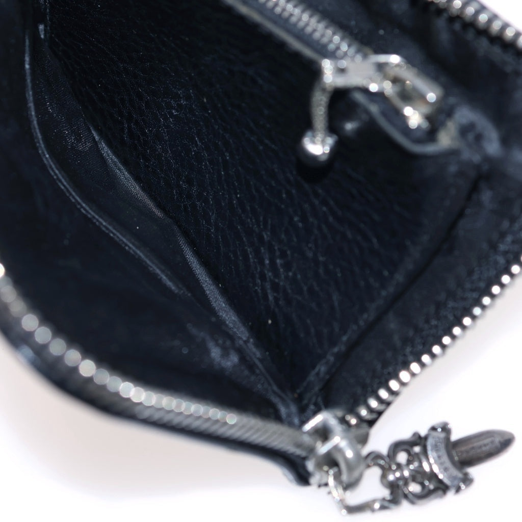 CHROME HEARTS(クロムハーツ) TINY ZIP タイニージップ クロスパッチ ダガージップ レザー コインケース コンパクトウォレット 財布 ブラック