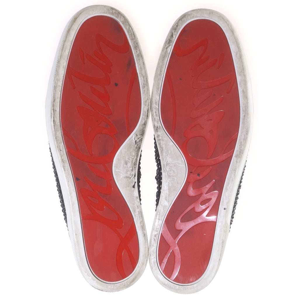 CHRISTIAN LOUBOUTIN(クリスチャンルブタン) ルイス ストラス スワロフスキー ラインストーン パテントレザー パイソン ハイカットスニーカー ブラック