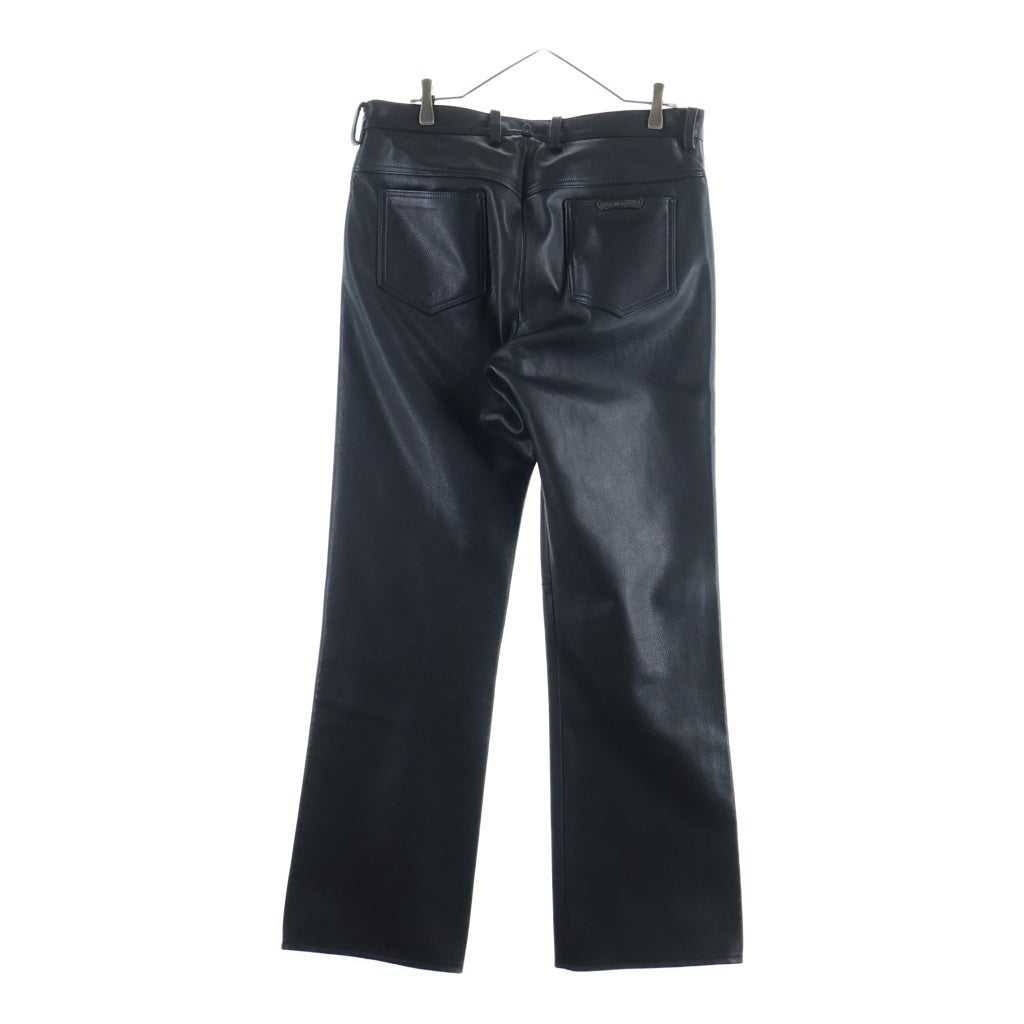 CHROME HEARTS(クロムハーツ) LTHR PANTS フレアニー クロスボールボタンフライ レザーパンツ ブラック