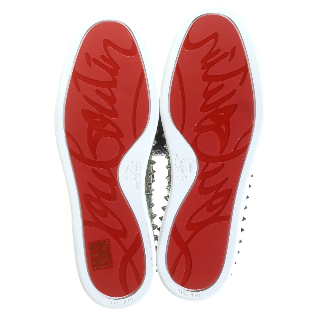 CHRISTIAN LOUBOUTIN(クリスチャンルブタン) Pik Boat ピックボート パイソンプリント スパイクスタッズ パテントレザー ローカットスニーカー スリッポン ホワイト