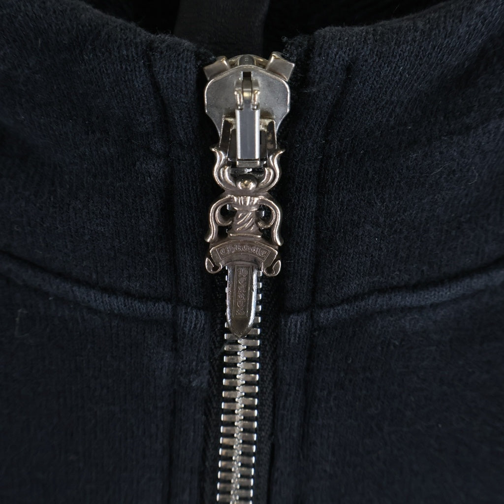 CHROME HEARTS(クロムハーツ) Y NOT ワイノット CHプラスパッチ付き ダガー クロスボール ダブルジップアップ スウェットパーカー ブラック