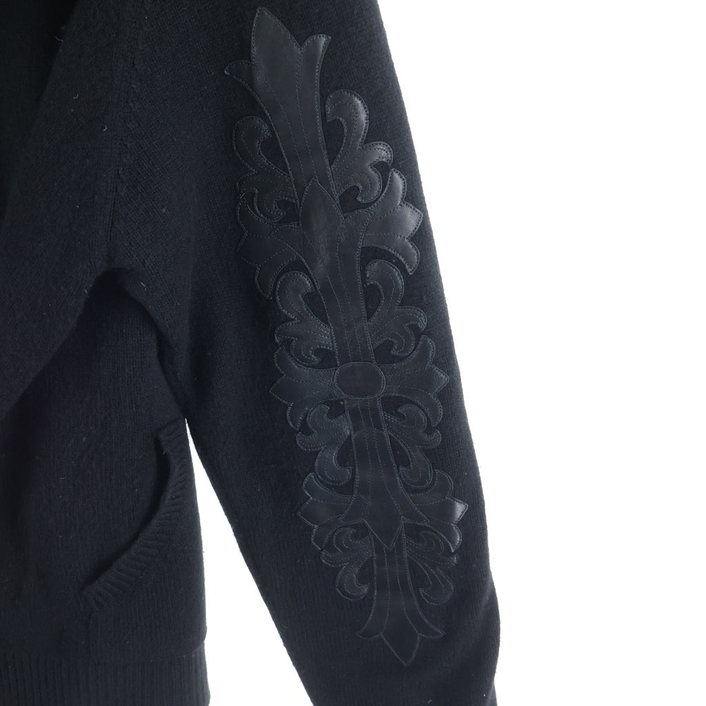 CHROME HEARTS(クロムハーツ) 袖フローラルパッチ カシミヤ プルオーバーパーカー ブラック