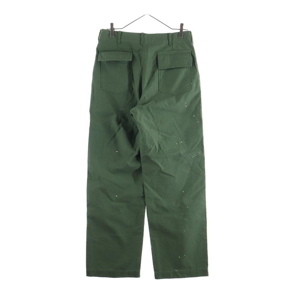 AURALEE(オーラリー) 25AW WASHED BAGGY SATIN BLEACHED BAKER PANTS ウォッシュド バギー サテン ブリーチ ペイント加工 ベイカーパンツ ミリタリーパンツ カーキ A25AP01BP