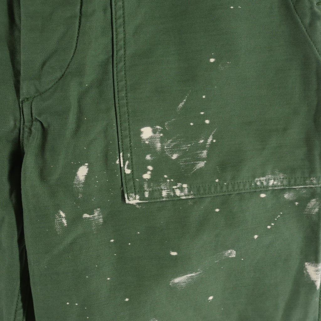 AURALEE(オーラリー) 25AW WASHED BAGGY SATIN BLEACHED BAKER PANTS ウォッシュド バギー サテン ブリーチ ペイント加工 ベイカーパンツ ミリタリーパンツ カーキ A25AP01BP