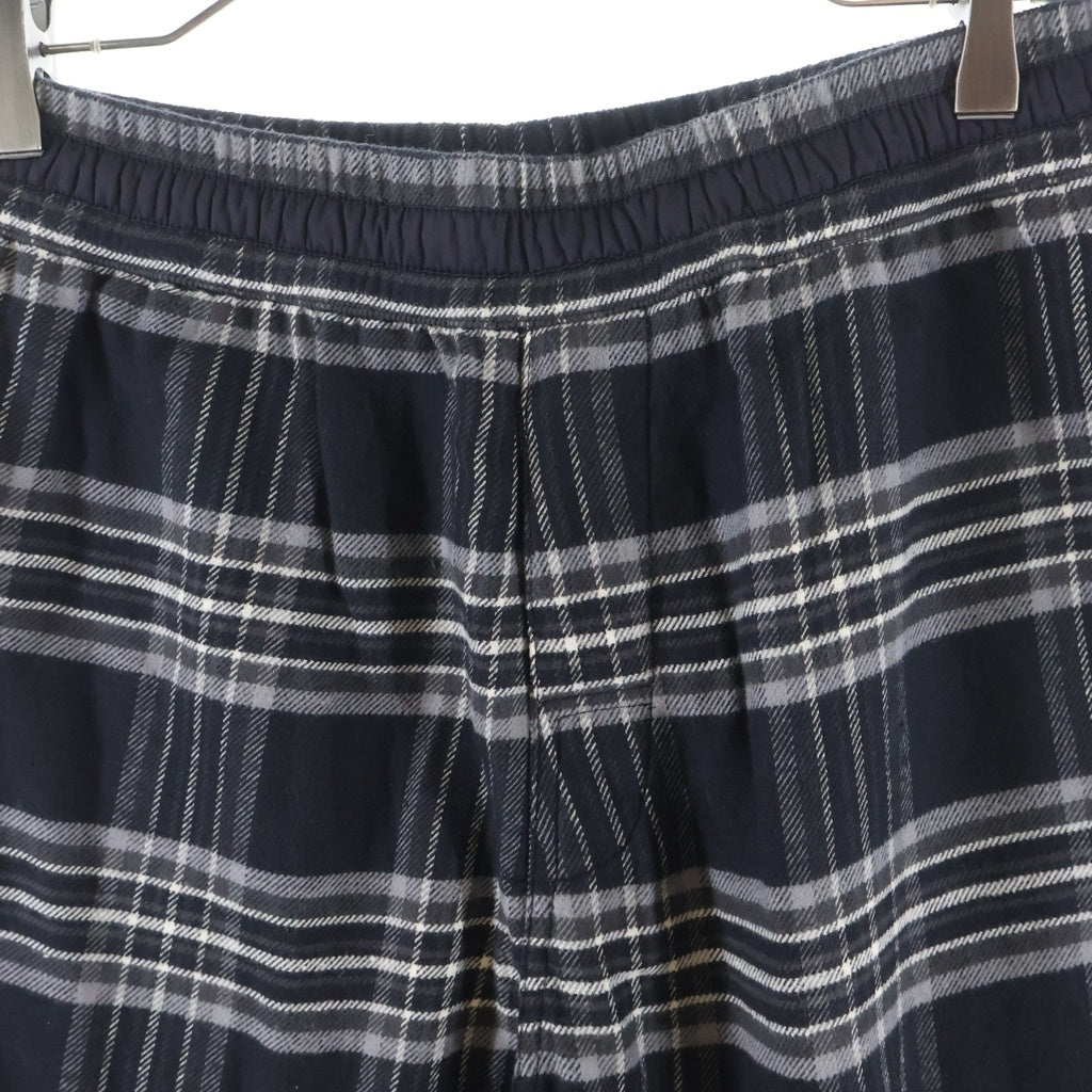 CHROME HEARTS(クロムハーツ) After School Flannel Check Pants アフタースクール レザークロスパッチ フランネル チェックロングパンツ ネイビー -