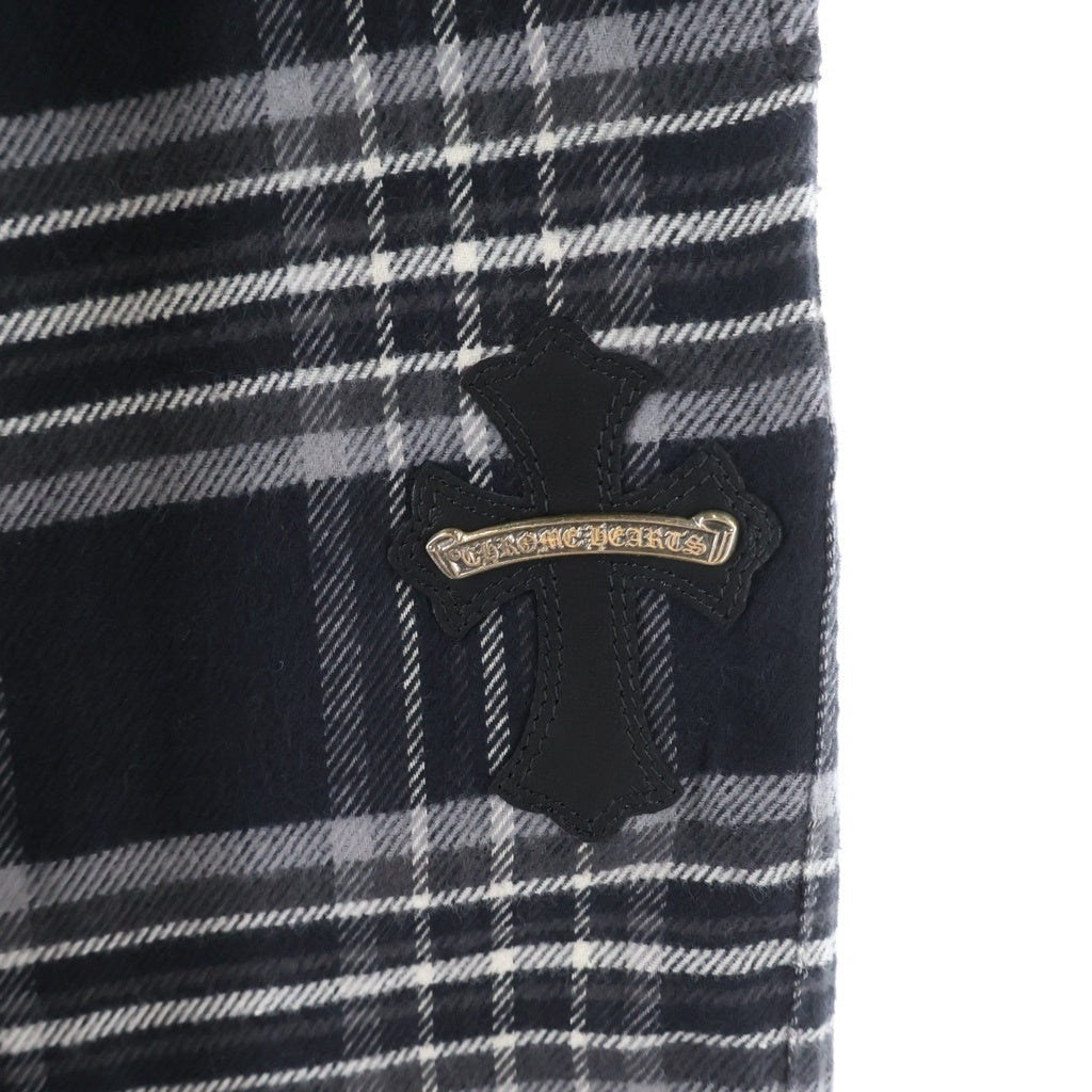 CHROME HEARTS(クロムハーツ) After School Flannel Check Pants アフタースクール レザークロスパッチ フランネル チェックロングパンツ ネイビー -