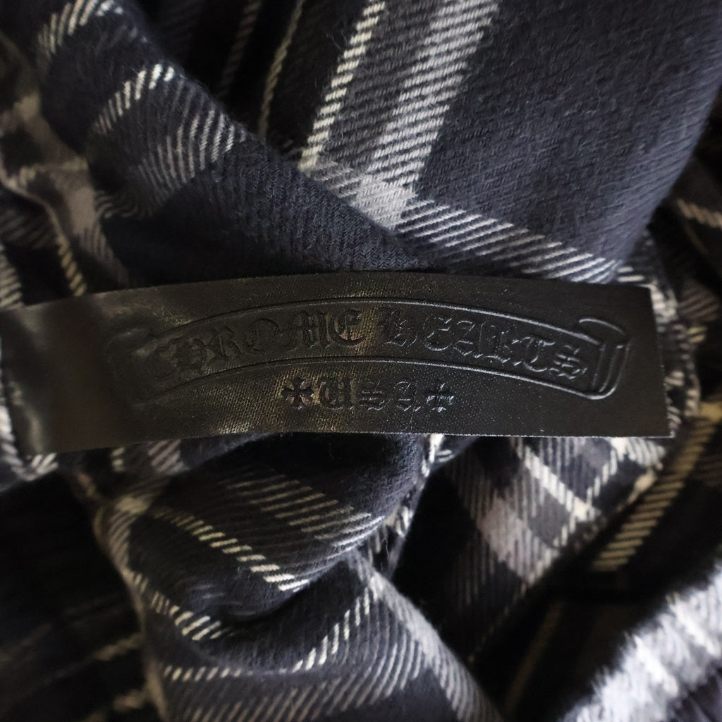 CHROME HEARTS(クロムハーツ) After School Flannel Check Pants アフタースクール レザークロスパッチ フランネル チェックロングパンツ ネイビー -