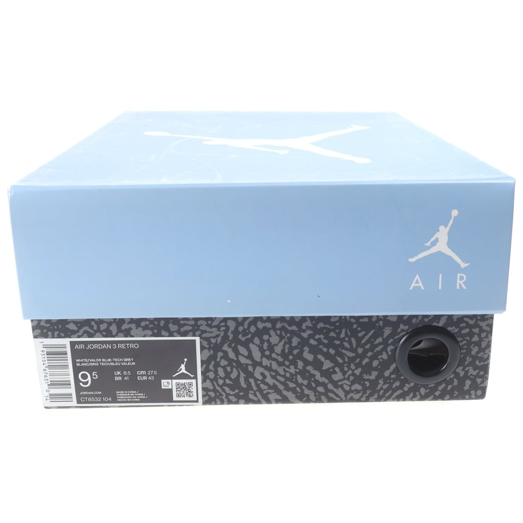 NIKE(ナイキ) AIR JORDAN 3 RETRO UNC エアジョーダン3 レトロ ローカットスニーカー ホワイト/ブルー US9.5/27.5cm CT8532-104