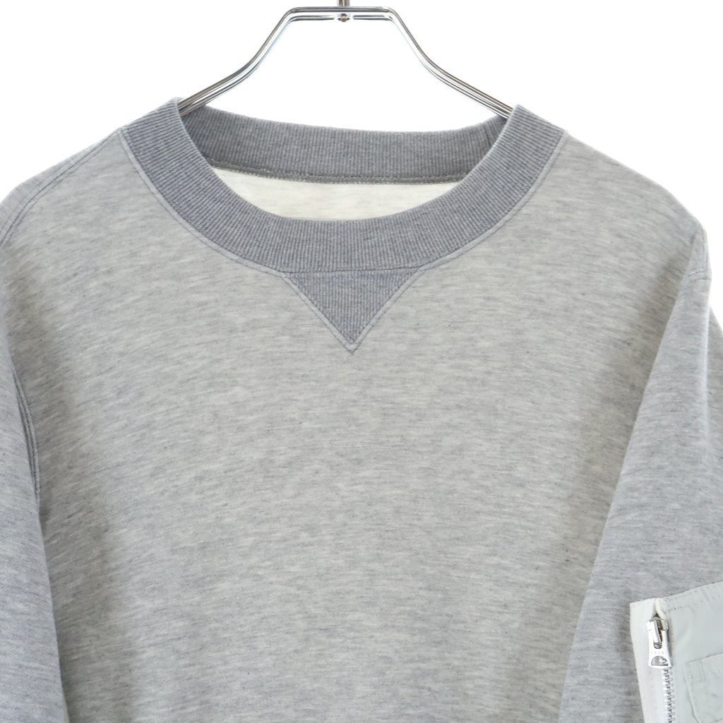 Sacai(サカイ) 25SS ナイロン切替ドッキング プルオーバー スウェット トレーナー グレー SCM-221
