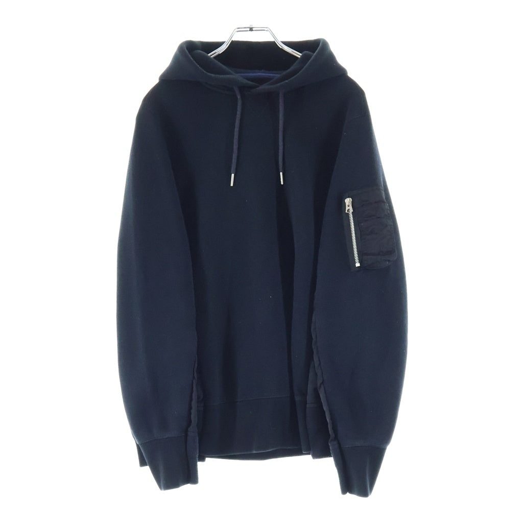 Sacai(サカイ) 23SS ナイロン切替ドッキング フーデッド プルオーバー スウェット パーカー ブラック SCM-057