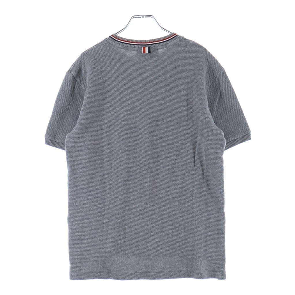 THOM BROWNE(トムブラウン) コットンワッフル リブ カフ クルーネック 半袖Tシャツ グレー MJS287A-J0216-055