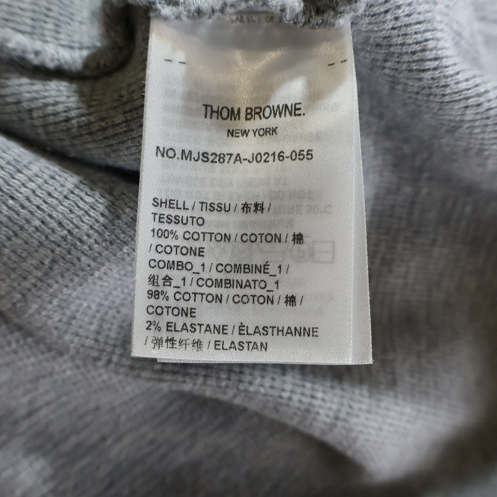 THOM BROWNE(トムブラウン) コットンワッフル リブ カフ クルーネック 半袖Tシャツ グレー MJS287A-J0216-055