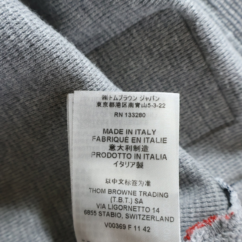 THOM BROWNE(トムブラウン) コットンワッフル リブ カフ クルーネック 半袖Tシャツ グレー MJS287A-J0216-055