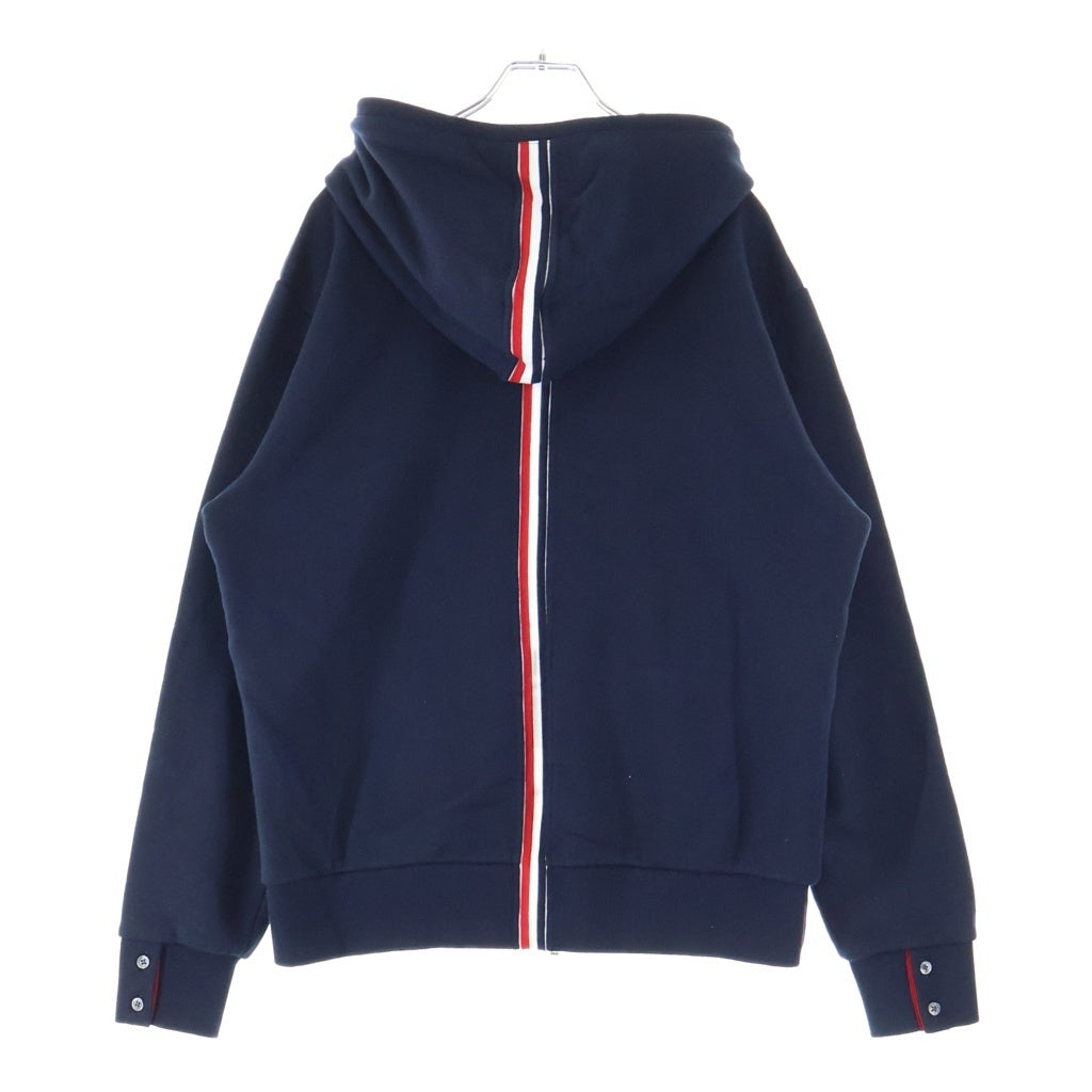 THOM BROWNE(トムブラウン) バックトリコロール ストライプデザイン フーデッド ジップアップ スウェット パーカー ネイビー MJT152A-03377-415