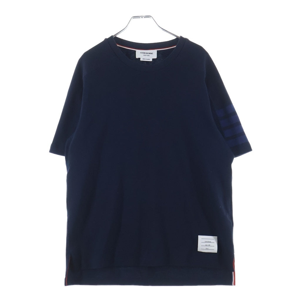 THOM BROWNE(トムブラウン) 袖4BARデザイン クルーネック 半袖スウェット Tシャツ カットソー ネイビー MJS246B-07323-415