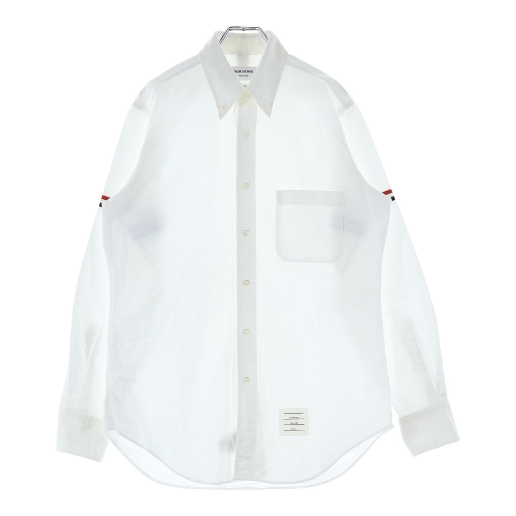 THOM BROWNE(トムブラウン) トリコロールデザイン ボタンダウンカラー ロングスリーブ ボタン 長袖シャツ ホワイト MWL150E-F313-100