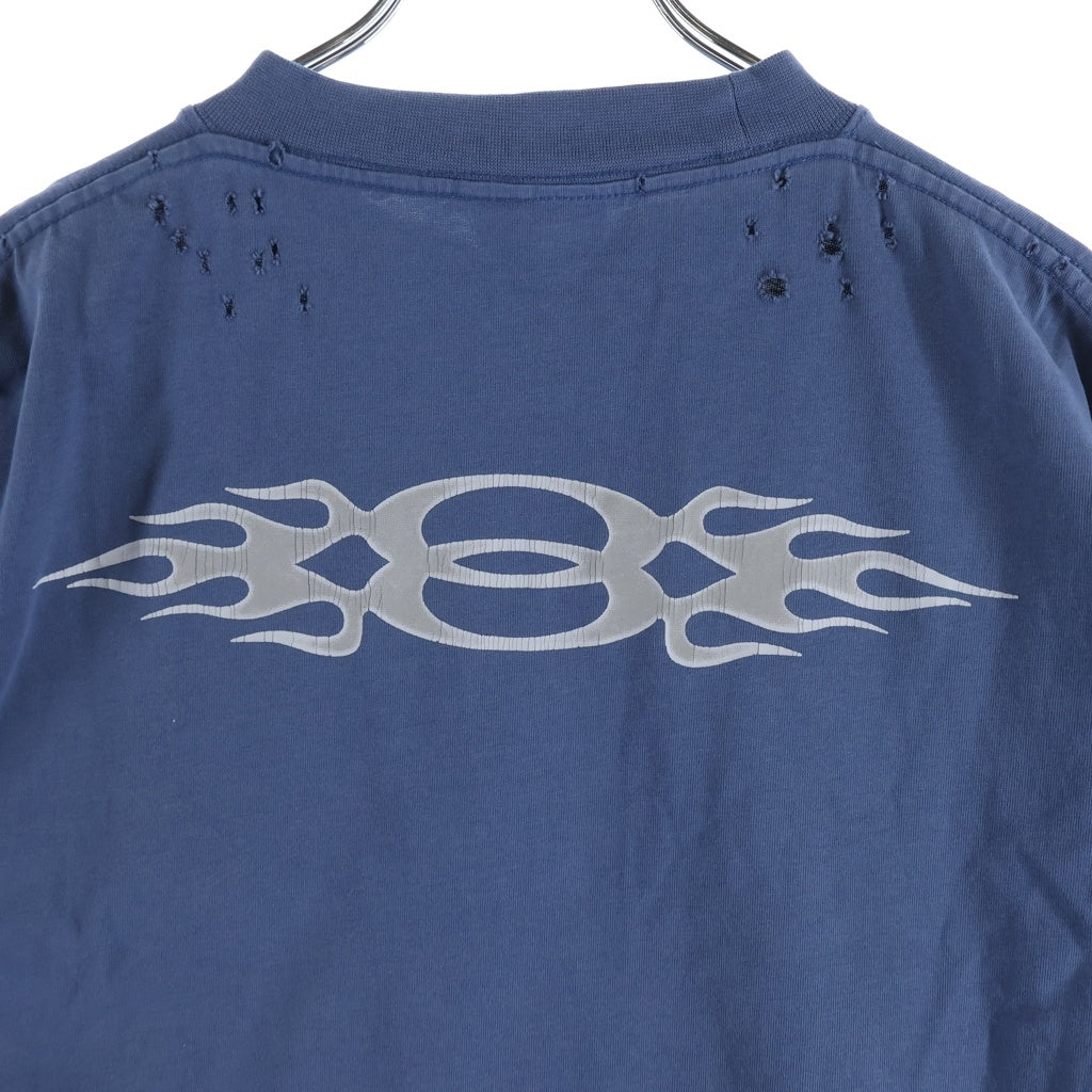 BALENCIAGA(バレンシアガ) 24SS FLAME SHORT SLEEVE T-SHIRT フレイムロゴ半袖Tシャツ カットソー ブルー TQVW7 787349