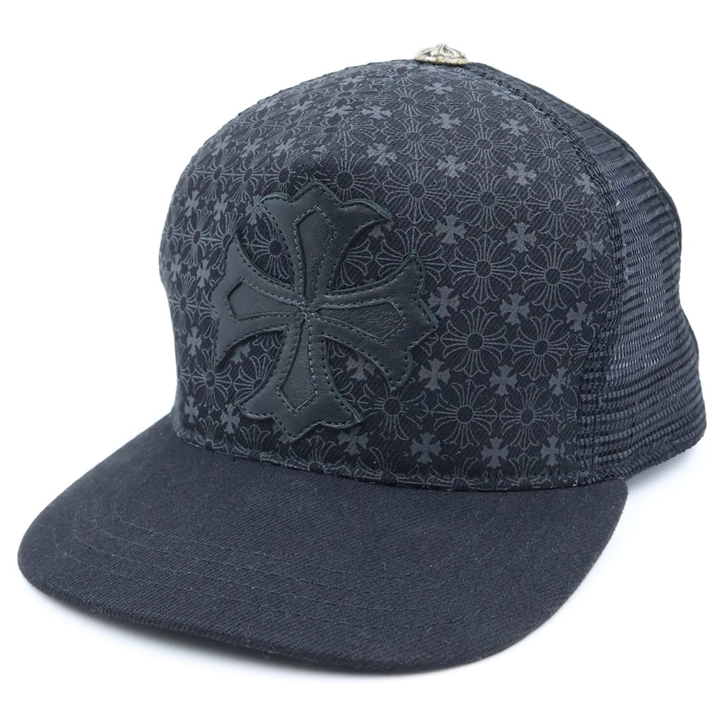 CHROME HEARTS(クロムハーツ) TRUCKER CAP CHプラス クロスパッチ 総柄 トラッカーキャップ 帽子ブラック