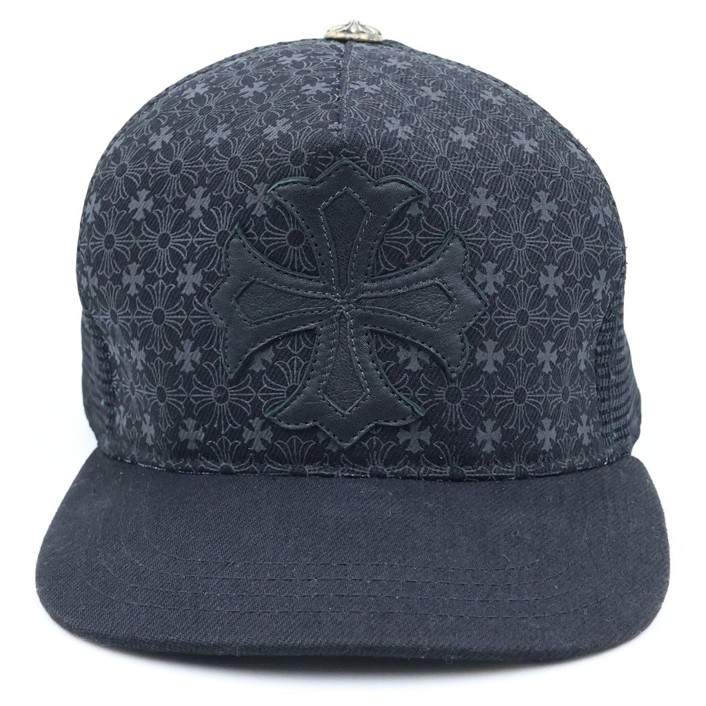 CHROME HEARTS(クロムハーツ) TRUCKER CAP CHプラス クロスパッチ 総柄 トラッカーキャップ 帽子ブラック