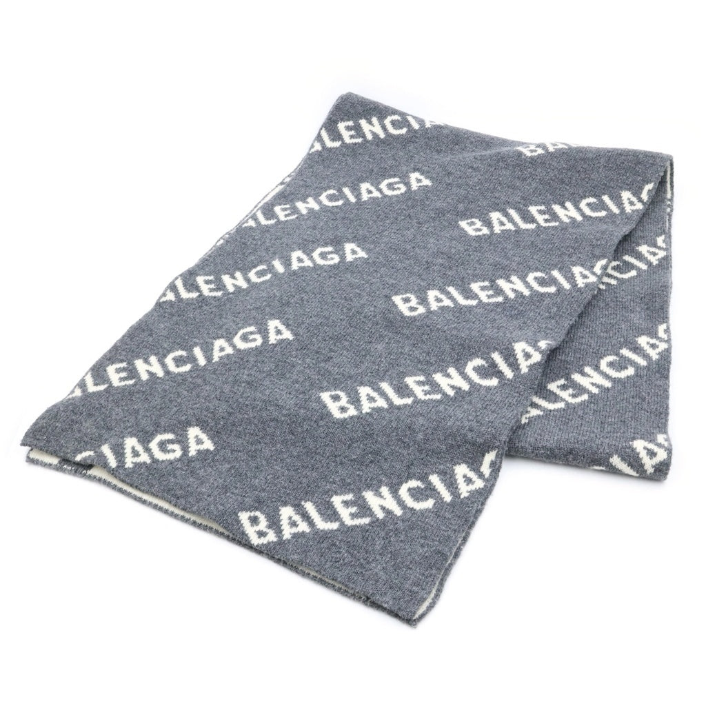 BALENCIAGA(バレンシアガ) 20AW ALLOVER LOGO オールオーバーロゴ スカーフ マフラー ウール グレー 633719 T1567