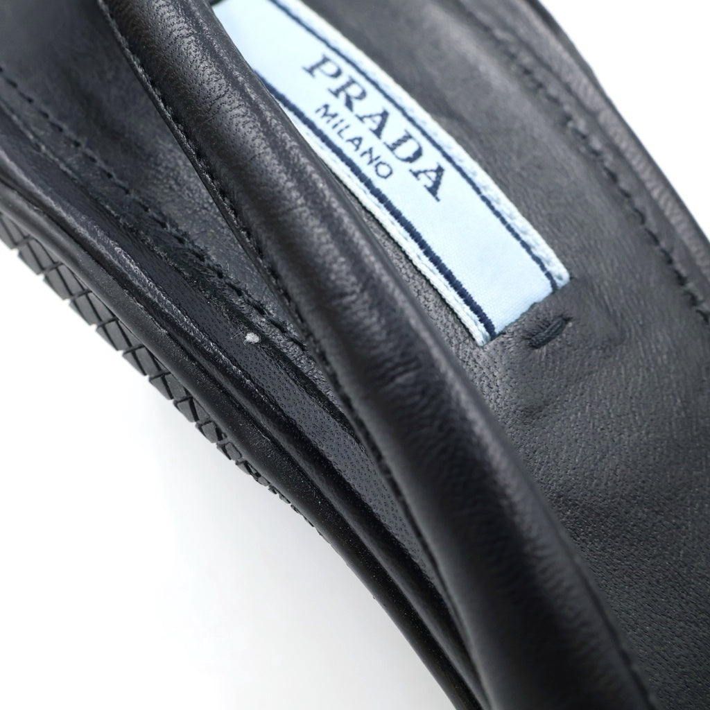 PRADA(プラダ) ポインテッドトゥ ブラッシュドレザー スリングバック パンプス レディース ブラック